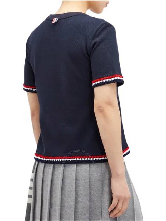 RWB Stripe Cotton Short Sleeve T-Shirt Navy - THOM BROWNE - BALAAN 3