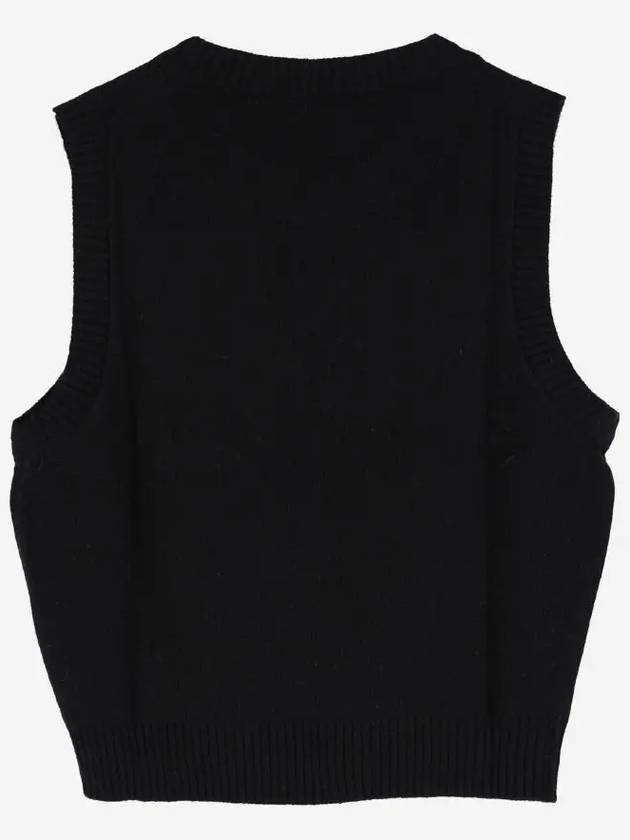 Intarsia Graphic Crewneck Vest Black - GANNI - BALAAN 4