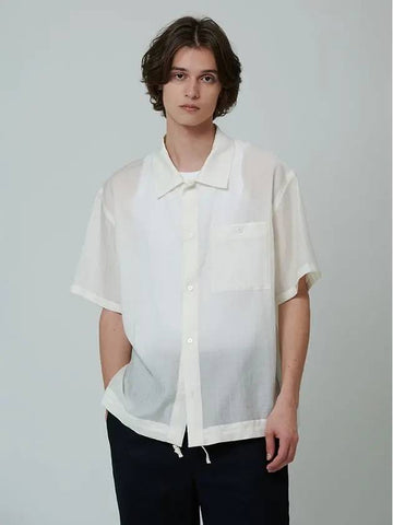 MEN One Pocket String Cotton Shirt Ivory - PINBLACK - BALAAN 1