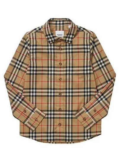 Vintage Check Stretch Cotton Long Sleeve Shirt Beige - BURBERRY - BALAAN 2