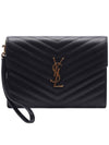 Grain De Poudre Cassandre Clutch Bag Black - SAINT LAURENT - BALAAN 3