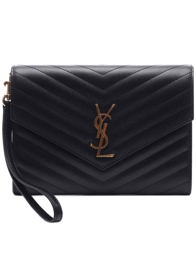 Grain De Poudre Cassandre Clutch Bag Black - SAINT LAURENT - BALAAN 3