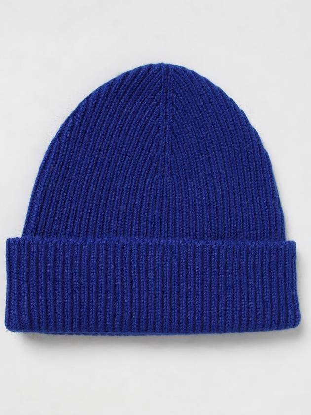 Embroidered Logo Ribbed Cashmere Beanie Blue - BURBERRY - BALAAN 3