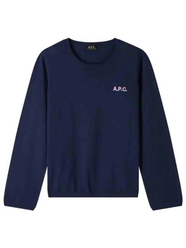 Embroidered Logo Knit Top Navy - A.P.C. - BALAAN 6