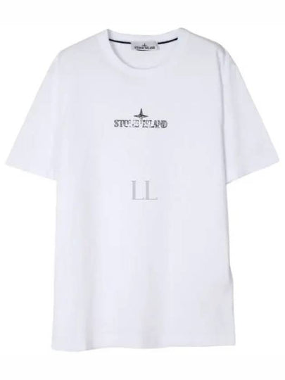 Logo Print Short Sleeve T-Shirt  White - STONE ISLAND - BALAAN 2