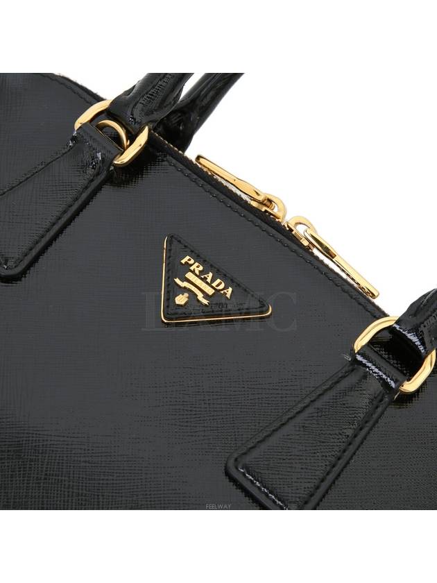 Saffiano Vernis Top Handle Cross BL0908 Black Gold Plated - PRADA - BALAAN 7