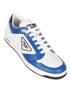 District Triangle Logo Leather Low Top Sneakers Blue White - PRADA - BALAAN 2