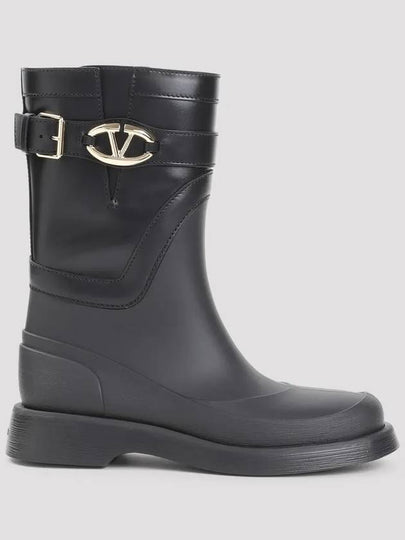 V Logo Bold Edition Middle Boots Black - VALENTINO - BALAAN 2