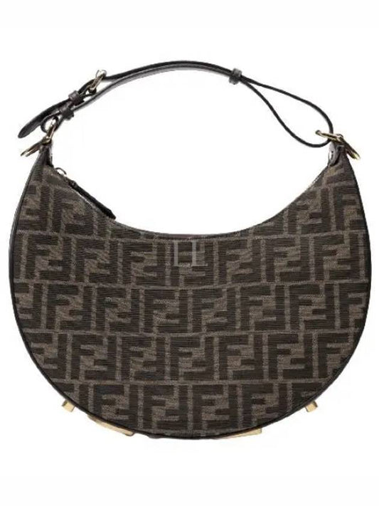 Fendigraphy FF Logo Small Fabric Hobo Shoulder Bag Brown - FENDI - BALAAN 2