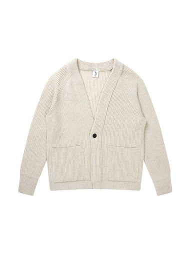 Wool Texture Cardigan Ivory - SOLEW - BALAAN 1