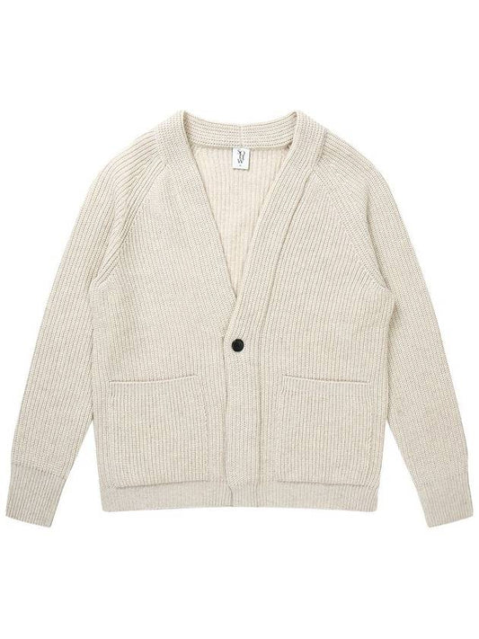 Wool Texture Cardigan Ivory - SOLEW - BALAAN 2