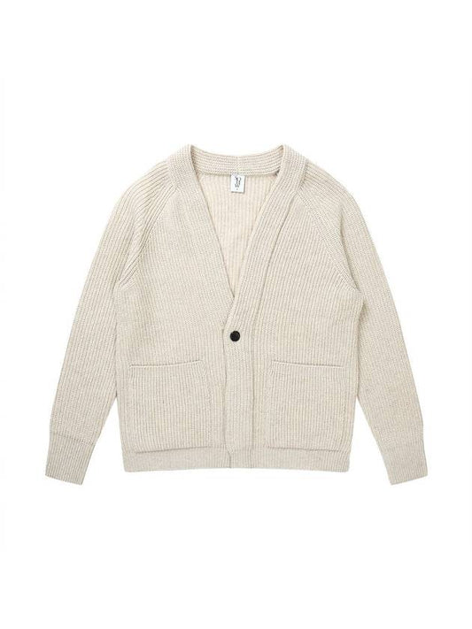 Wool Texture Cardigan Ivory - SOLEW - BALAAN 1