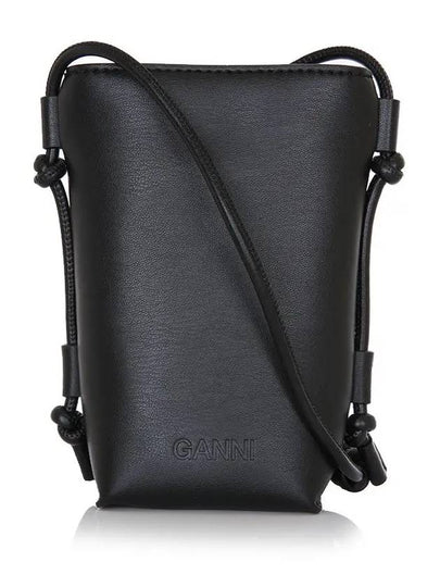 Bou Logo Leather Cross Bag Black - GANNI - BALAAN 2