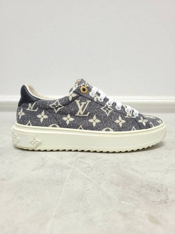 Black Denim Monogram Time Out Sneakers 37 - LOUIS VUITTON - BALAAN 1