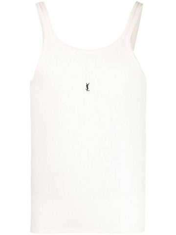 Embroidered Logo Sleeveless White - SAINT LAURENT - BALAAN 1