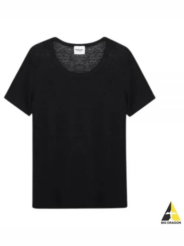 Kiliann Linen Short Sleeve T-Shirt Black - ISABEL MARANT - BALAAN 2