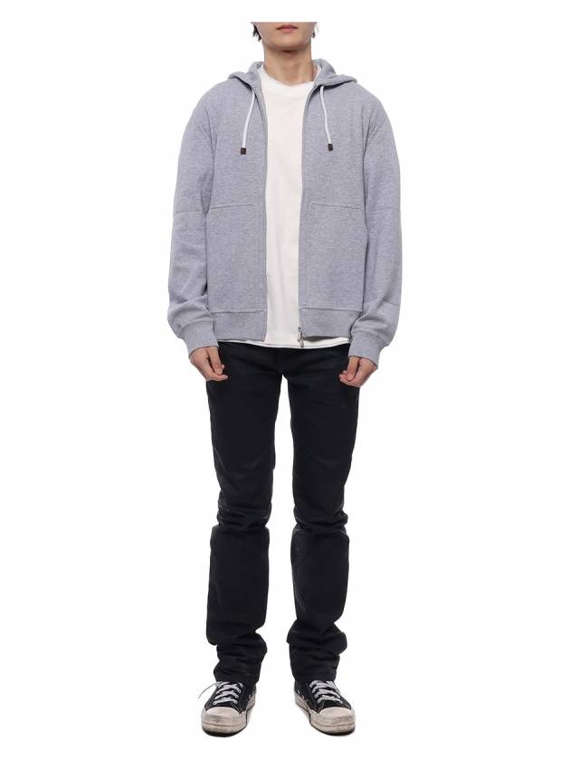 Tech Cotton Zip-Up Hoodie Heather Grey - BRUNELLO CUCINELLI - BALAAN 4