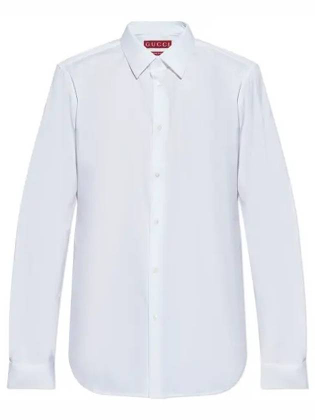 Stretch Cotton Poplin Long Sleeve Shirt White - GUCCI - BALAAN 2