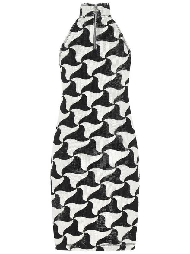 wave triangle pattern halterneck midi dress - BOTTEGA VENETA - BALAAN 3