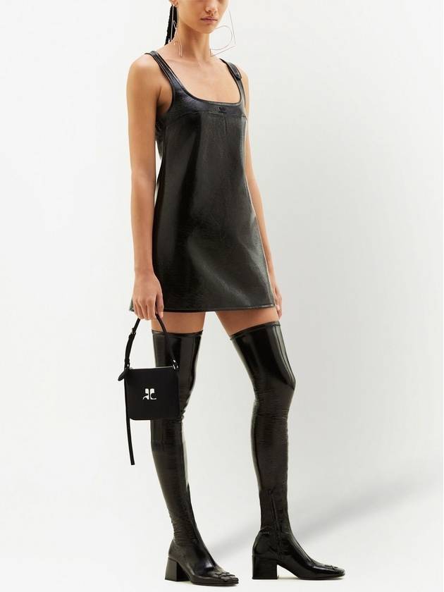 Re-Edition V-Line Vinyl Short Dress Black - COURREGES - BALAAN 4