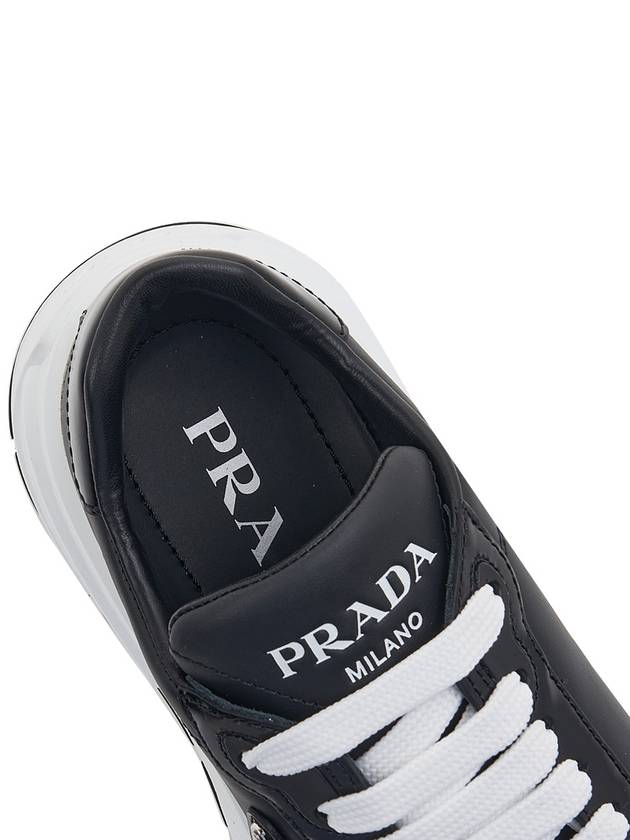 Spazzolato Logo Low Top Sneakers Black White - PRADA - BALAAN 8