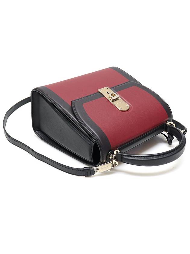 21 H918 Two tone calfskin gold Gancini top handle boxy bag 2WAY - SALVATORE FERRAGAMO - BALAAN 4