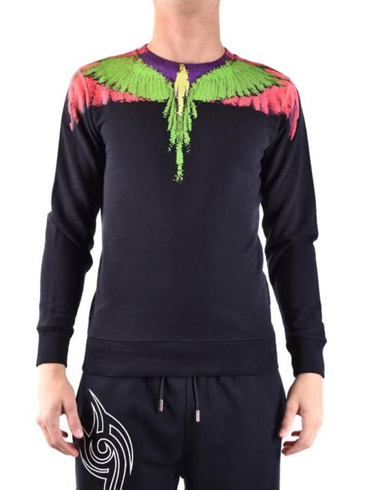 Camo Wing Print Cotton Sweatshirt Black - MARCELO BURLON - BALAAN 1