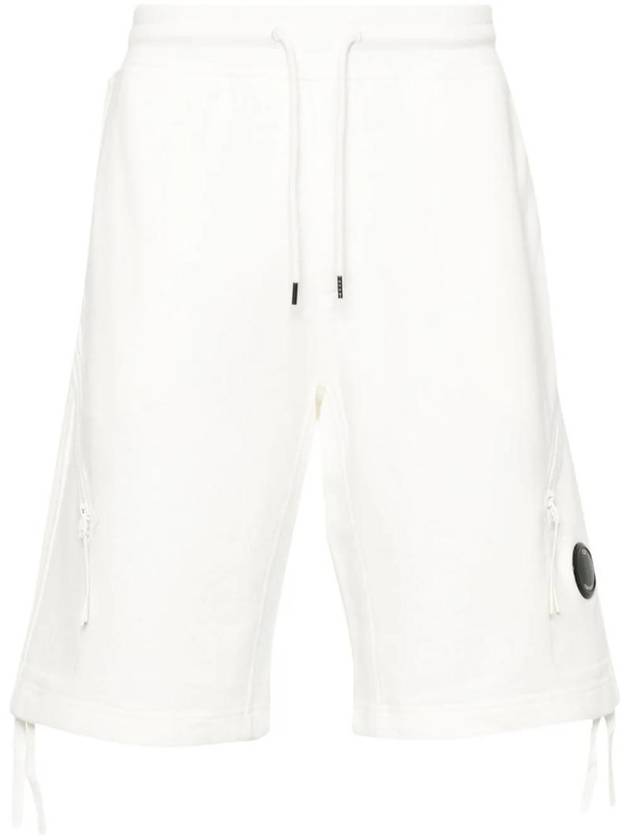 Diagonal Raised Fleece Zipped Pocket Shorts White - CP COMPANY - BALAAN 1