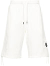 Diagonal Raised Fleece Zipped Pocket Shorts White - CP COMPANY - BALAAN 1