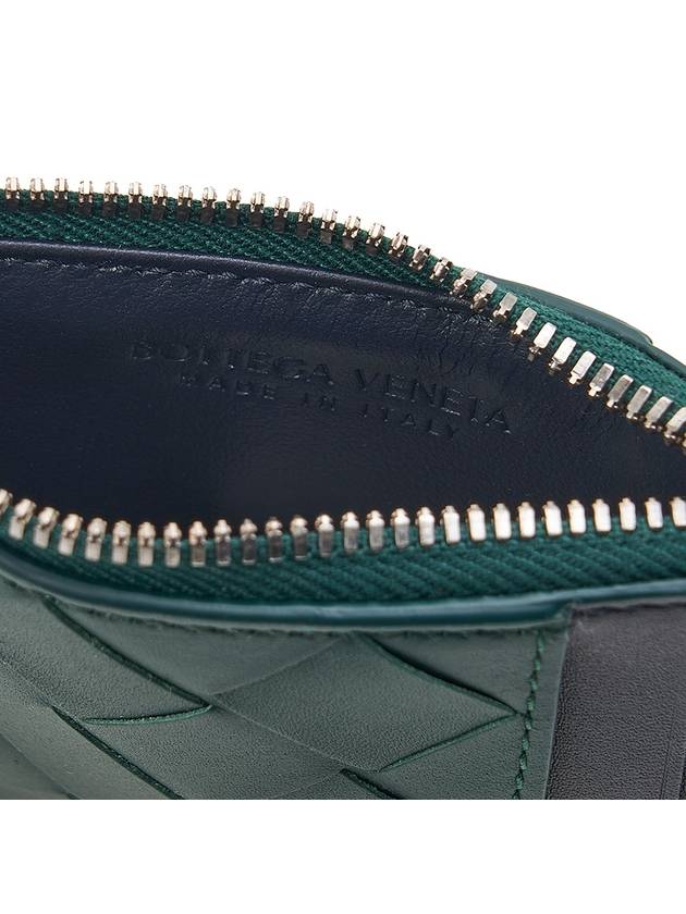 Intrecciato Zippered Leather Card Wallet Dark Green Navy - BOTTEGA VENETA - BALAAN 10