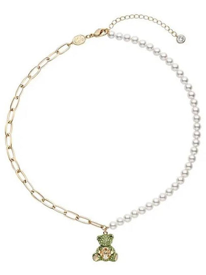 Teddy Pendant Pearl Necklace Green Gold - SWAROVSKI - BALAAN 2