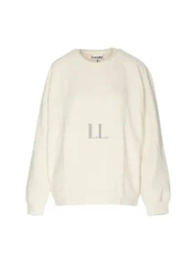 Embroidered Logo Cotton Sweatshirt Ivory - GANNI - BALAAN 2