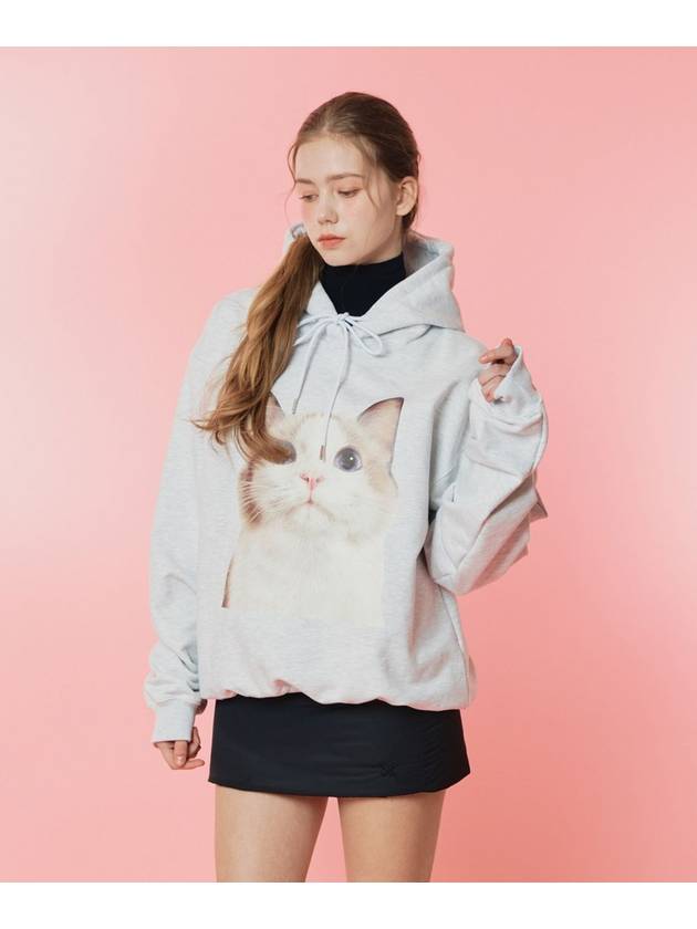 Cat Face Hoodie Melange Grey - ETRE AU SOMMET - BALAAN 3