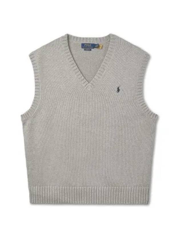 Big fit cotton sweater vest gray - POLO RALPH LAUREN - BALAAN 2