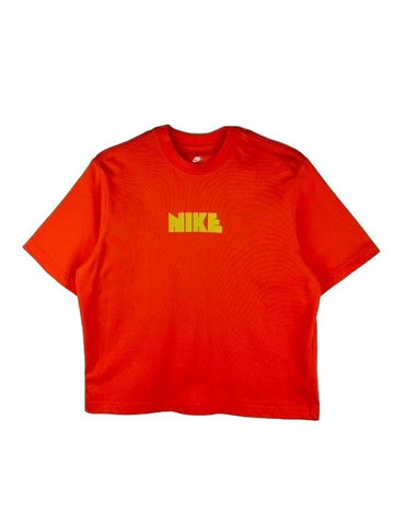 Logo Print Short Sleeve T-Shirt Orange - NIKE - BALAAN 1