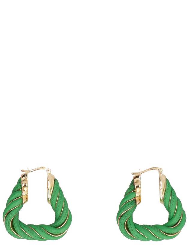 Twisted Triangle Hoop Earrings Green - BOTTEGA VENETA - BALAAN 2