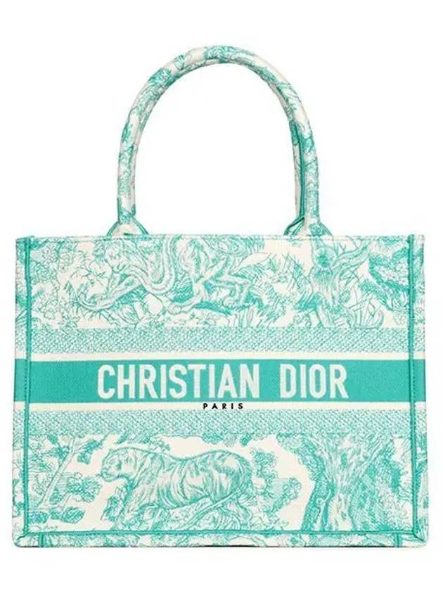 Toile De Jouy Embroidery Medium Book Tote Bag Green - DIOR - BALAAN 2