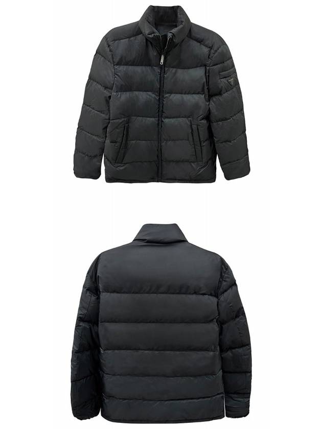 Triangle Logo Patch Down Short Padded Jacket Black - PRADA - BALAAN 5