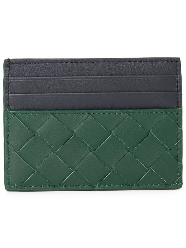 Intrecciato Two-Tone Card Wallet Black Green - BOTTEGA VENETA - BALAAN 3