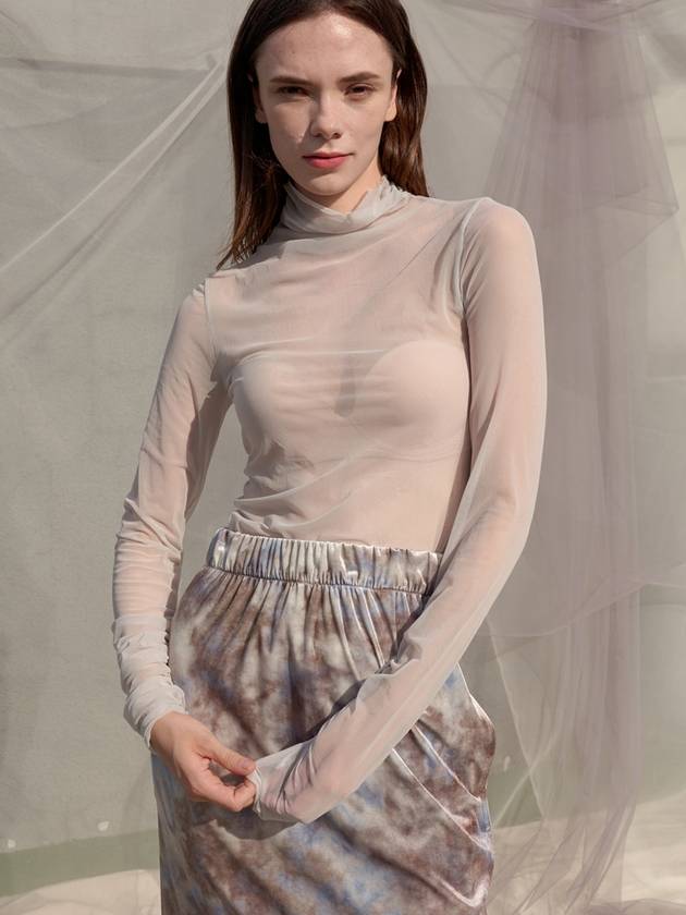 Sleeve Shirring See-through Turtleneck Grey - SORRY TOO MUCH LOVE - BALAAN 1