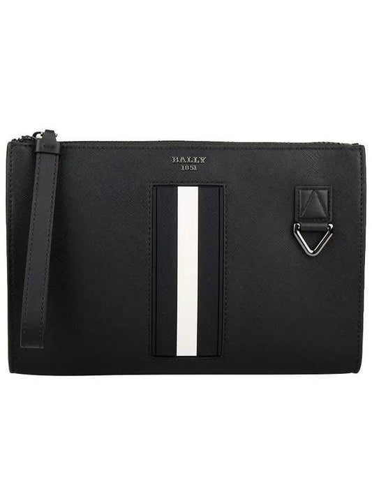 Recycled Leather Marquid Clutch Bag Black - BALLY - BALAAN 1