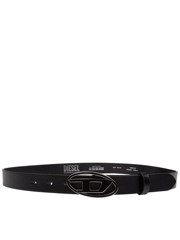 Logo Buckle Leather Belt Black - DIESEL - BALAAN 4