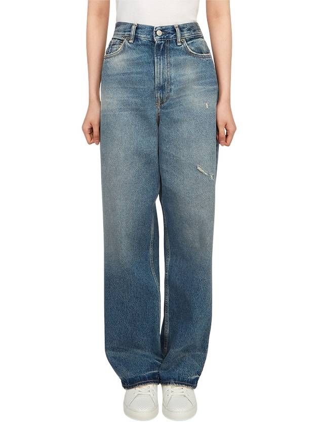 Crop Relaxed Fit Straight Jeans Mid Blue - ACNE STUDIOS - BALAAN 2