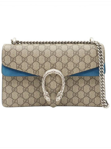 GG Supreme Canvas Blue Suede Dionysus Small Chain Shoulder Bag 400249 - GUCCI - BALAAN 1