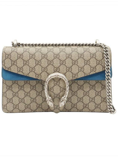 GG Supreme Canvas Blue Suede Dionysus Small Chain Shoulder Bag 400249 - GUCCI - BALAAN 1