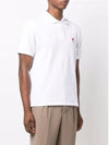 Small Heart Logo Polo Shirt White - AMI - BALAAN 4