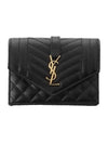 Matelasse Monogram Card Wallet Black - SAINT LAURENT - BALAAN 2