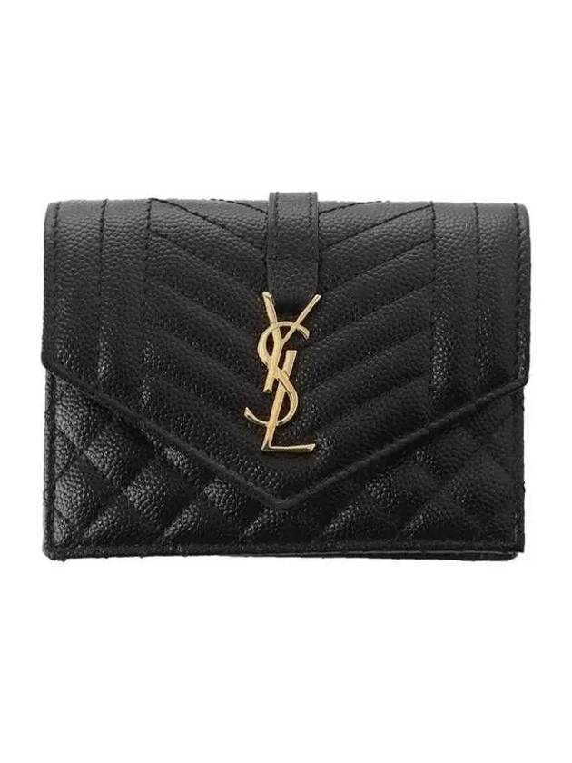 Matelasse Monogram Card Wallet Black - SAINT LAURENT - BALAAN 2