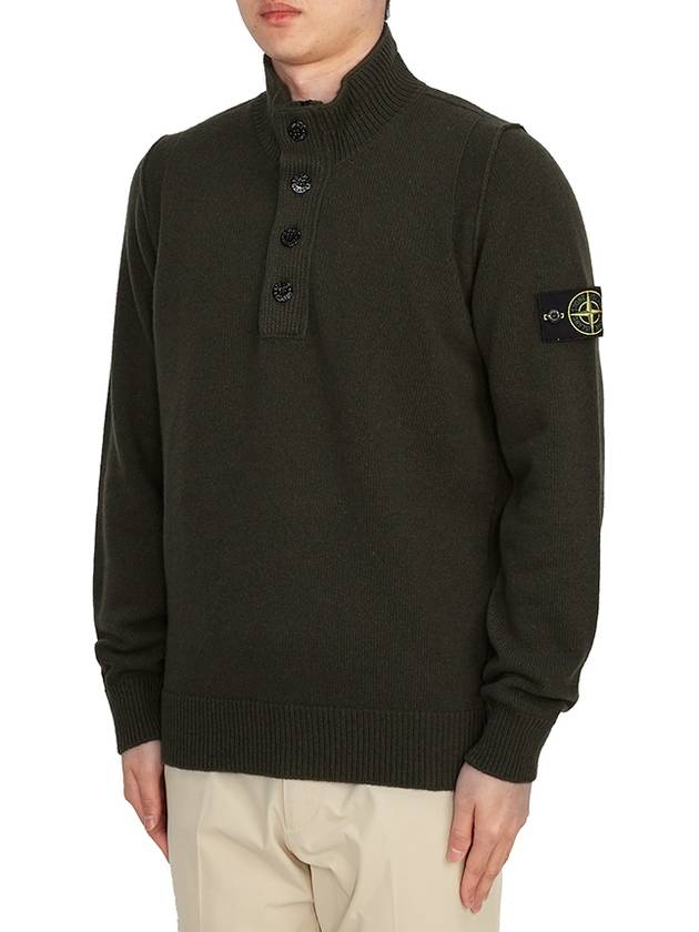 Wappen Patch Button Knit Top Khaki - STONE ISLAND - BALAAN 3