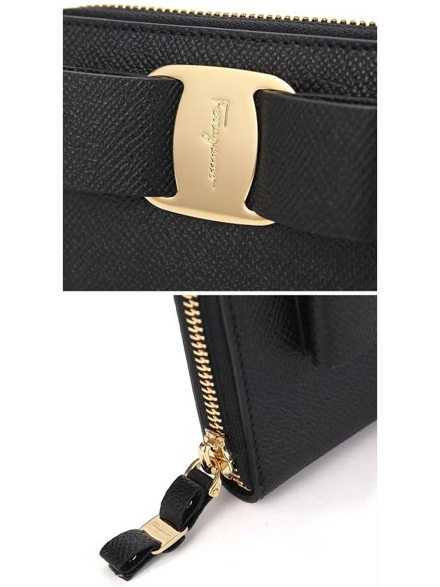 Vara Bow Zipper Card Wallet Black - SALVATORE FERRAGAMO - BALAAN 4